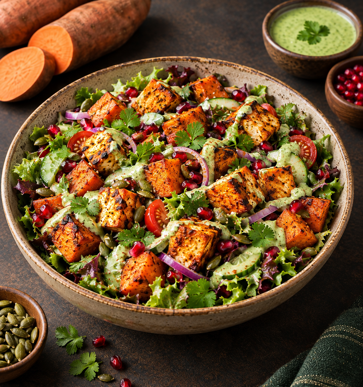 SWEET POTATO TANDOORI PANEER SALAD (GF, VEG) - 119Rp